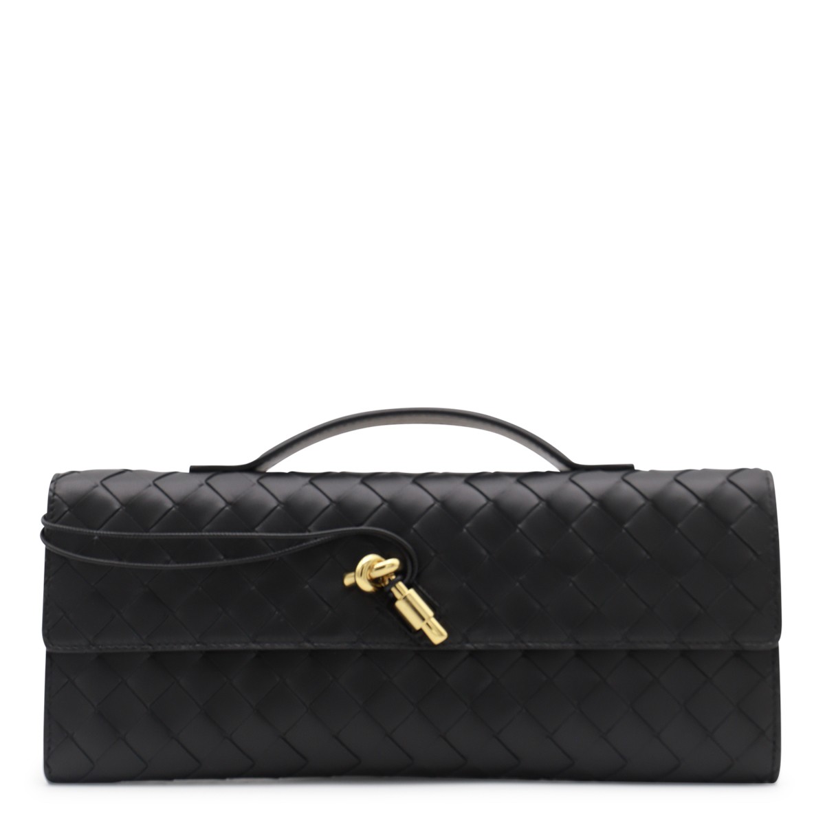 BLACK LEATHER ANDIAMO CLUTCH