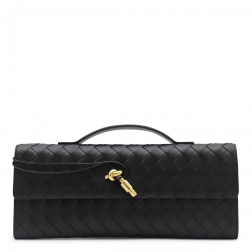 BLACK LEATHER ANDIAMO CLUTCH