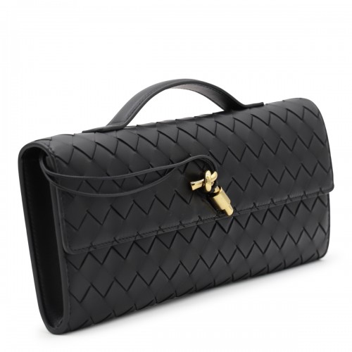 BLACK LEATHER ANDIAMO CLUTCH