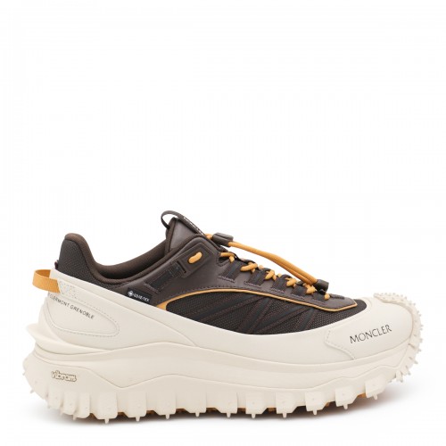 WHITE AND BROWN LEATHER TRAILGRIP GTX SNEAKERS