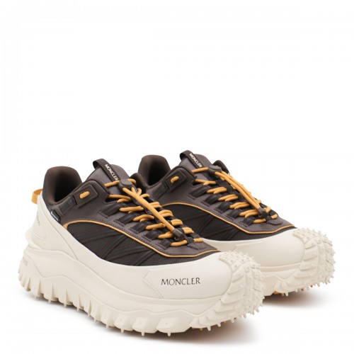 WHITE AND BROWN LEATHER TRAILGRIP GTX SNEAKERS