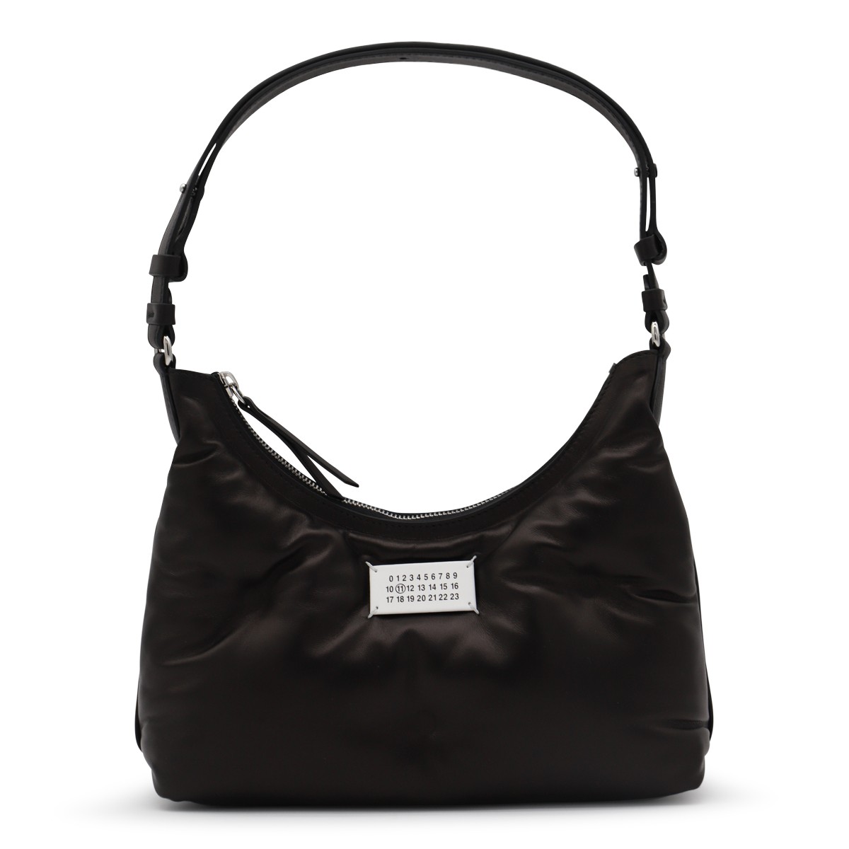 BLACK LEATHER GLAM SLAM HOBO SHOULDER BAG