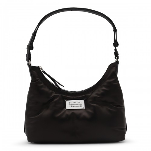 BLACK LEATHER GLAM SLAM HOBO SHOULDER BAG