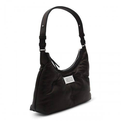 BLACK LEATHER GLAM SLAM HOBO SHOULDER BAG