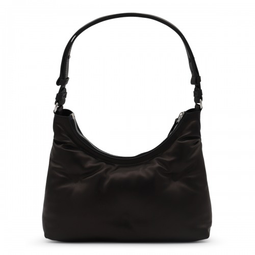 BLACK LEATHER GLAM SLAM HOBO SHOULDER BAG