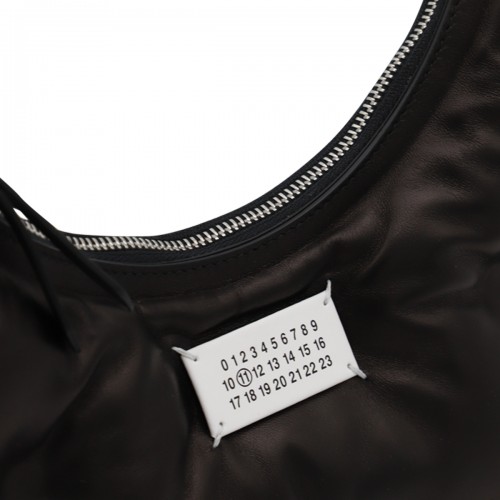 BLACK LEATHER GLAM SLAM HOBO SHOULDER BAG