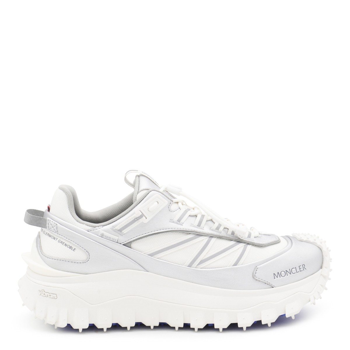 WHITE AND SILVER LEATHER TRAILGRIP GTX SNEAKERS