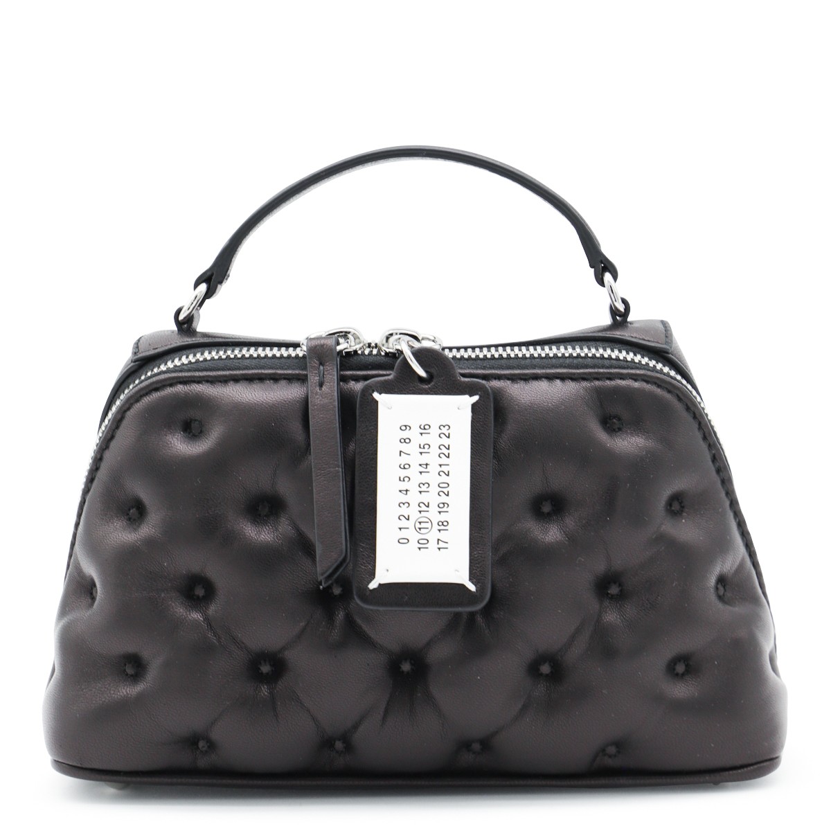 BLACK LEATHER GLAM SLAM CROSSBODY BAG