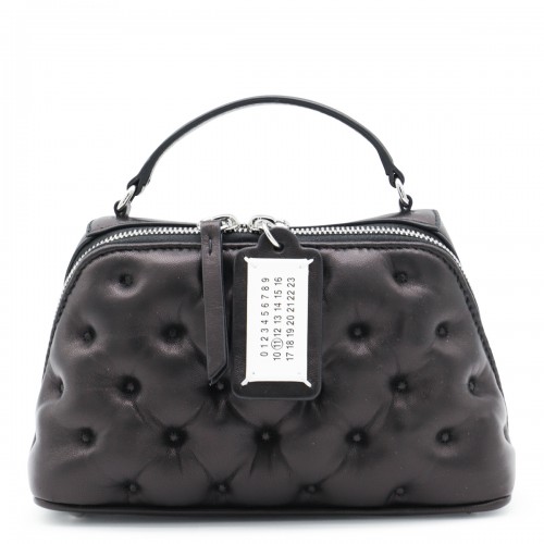 BLACK LEATHER GLAM SLAM CROSSBODY BAG