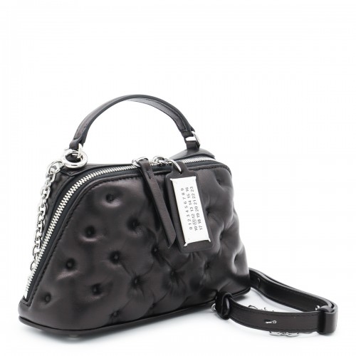 BLACK LEATHER GLAM SLAM CROSSBODY BAG