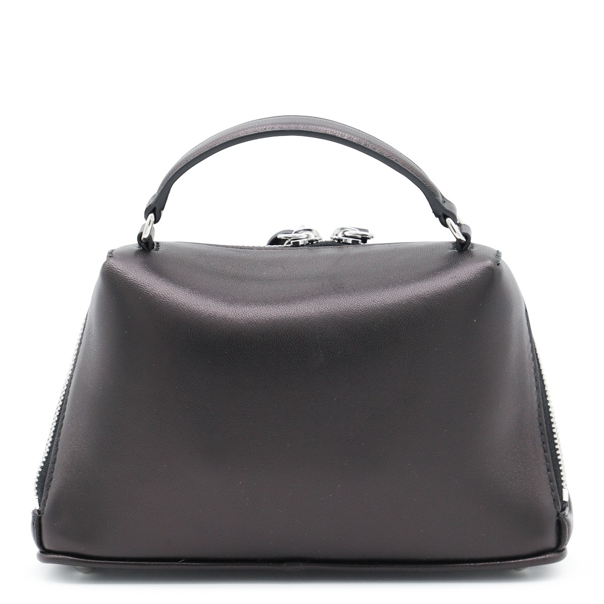 BLACK LEATHER GLAM SLAM CROSSBODY BAG