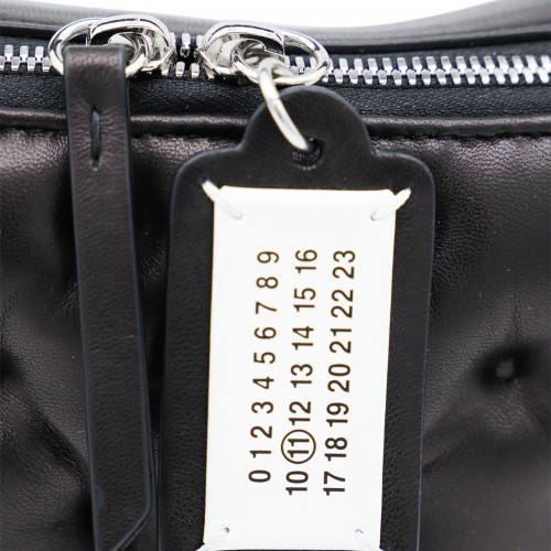 BLACK LEATHER GLAM SLAM CROSSBODY BAG