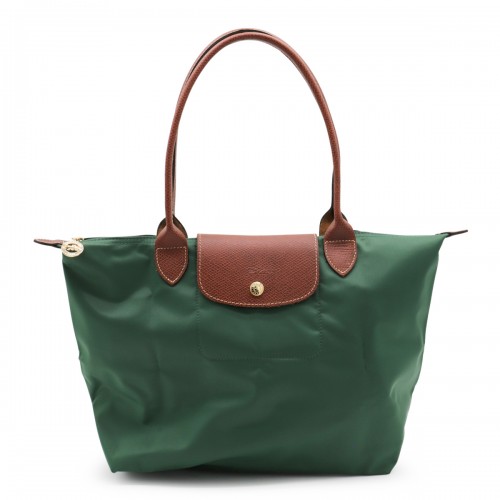 GREEN LEATHER LE PLIAGE ORIGINAL M TOTES