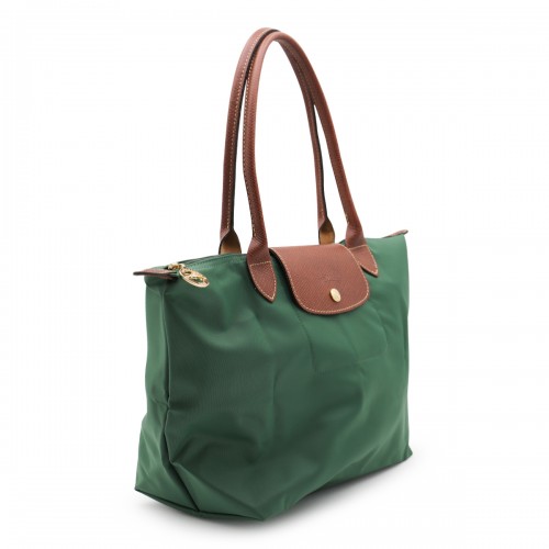 GREEN LEATHER LE PLIAGE ORIGINAL M TOTES
