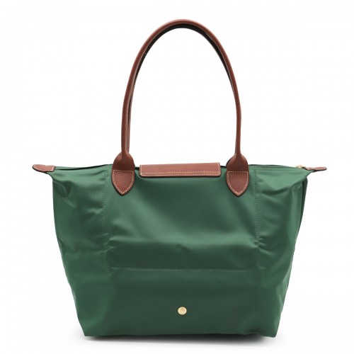 GREEN LEATHER LE PLIAGE ORIGINAL M TOTES