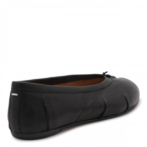 BLACK LEATHER FLATS
