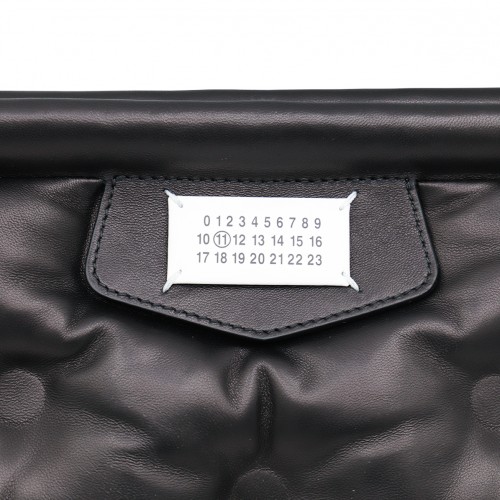 BLACK LEATHER GLAM SLAM CROSSBODY BAG