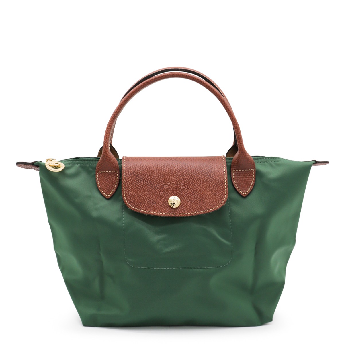 GREEN LEATHER LE PLIAGE S TOTES