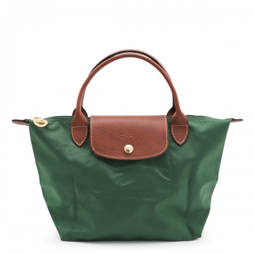GREEN LEATHER LE PLIAGE S TOTES