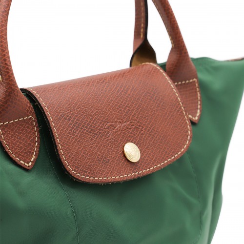 GREEN LEATHER LE PLIAGE S TOTES