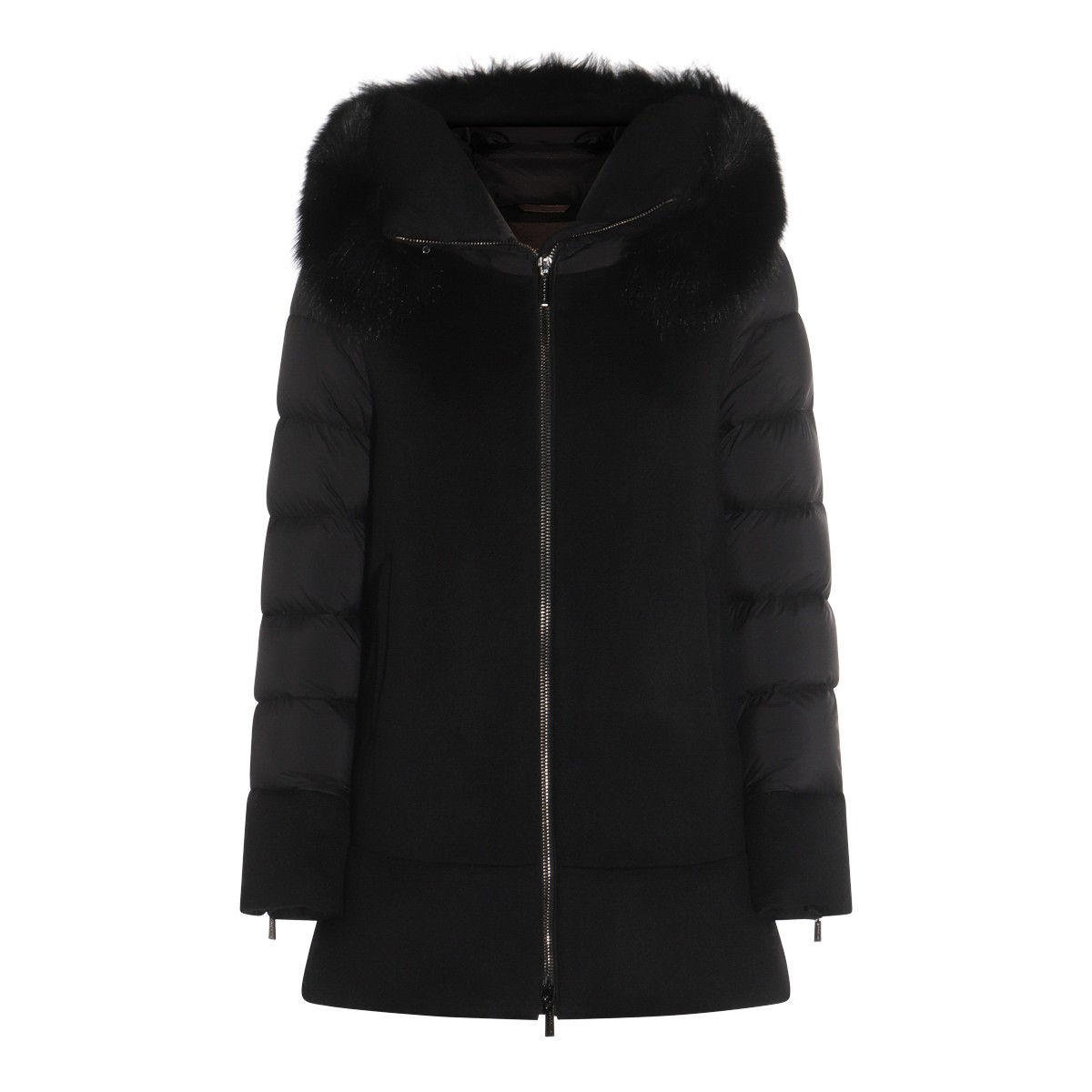 BLACK WOOL DOWN JACKET