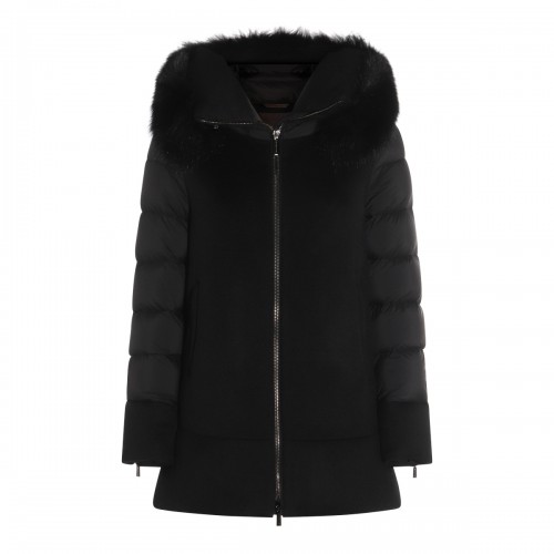 BLACK WOOL DOWN JACKET