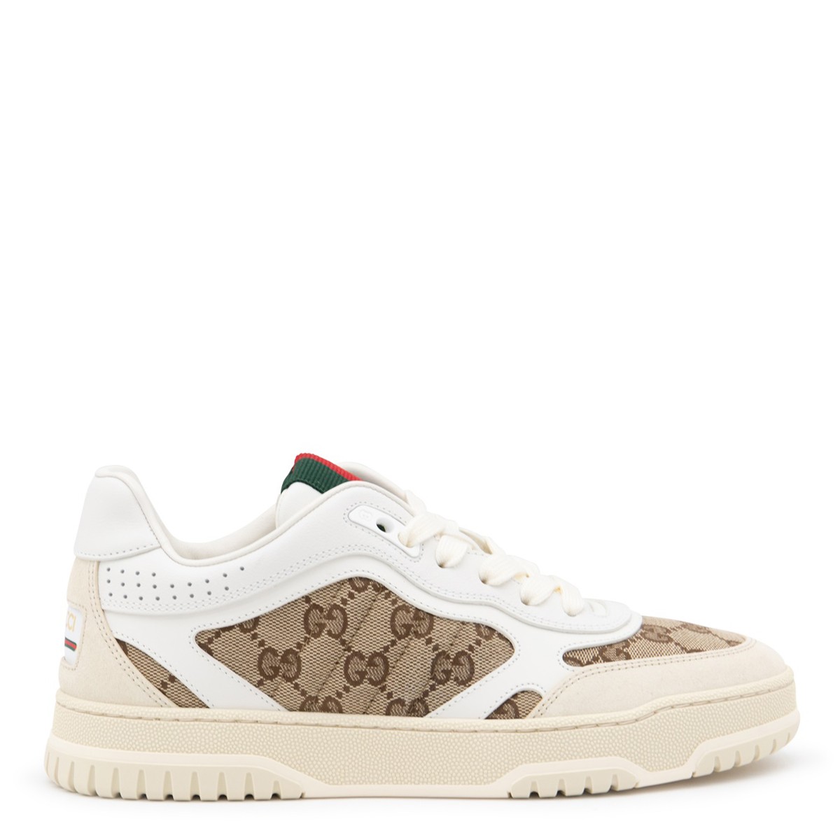 BEIGE AND WHITE LEATHER SNEAKERS