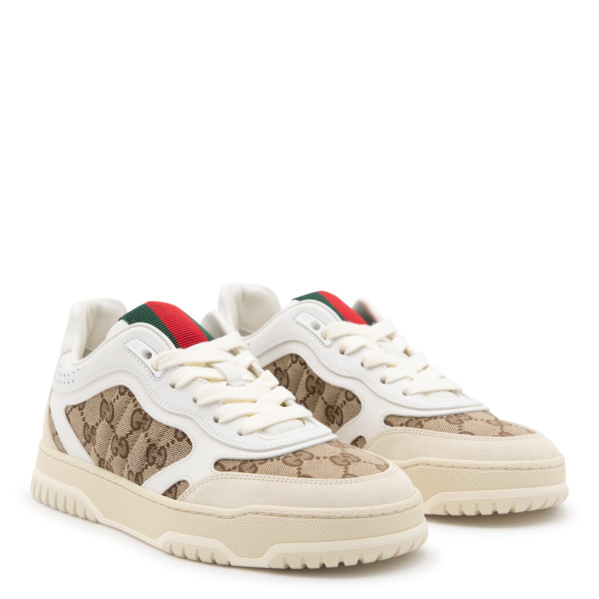 BEIGE AND WHITE LEATHER SNEAKERS