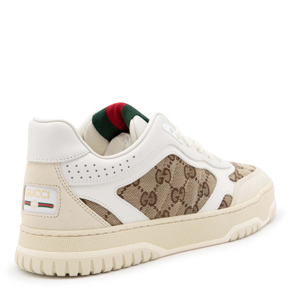 BEIGE AND WHITE LEATHER SNEAKERS