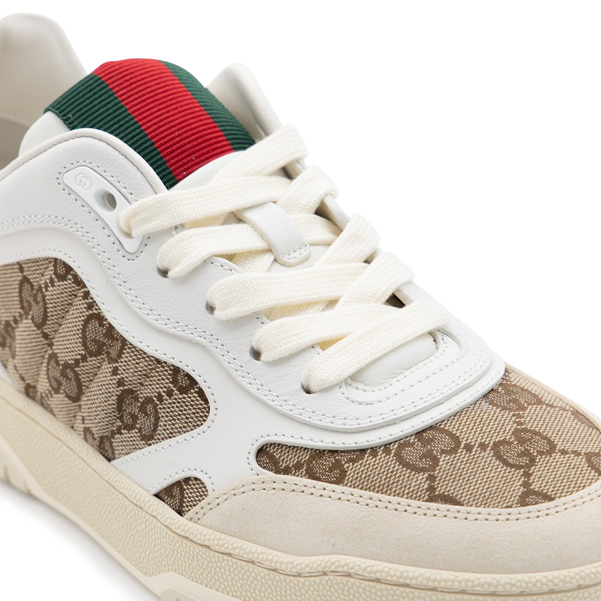 BEIGE AND WHITE LEATHER SNEAKERS