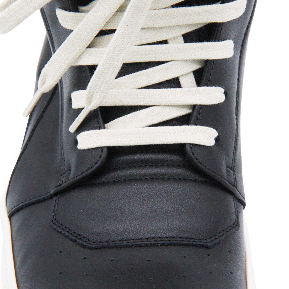 BLACK LEATHER GEOBASKET SNEAKERS