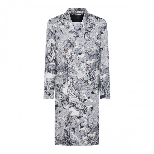 WHITE AND BLACK WOOL COAT