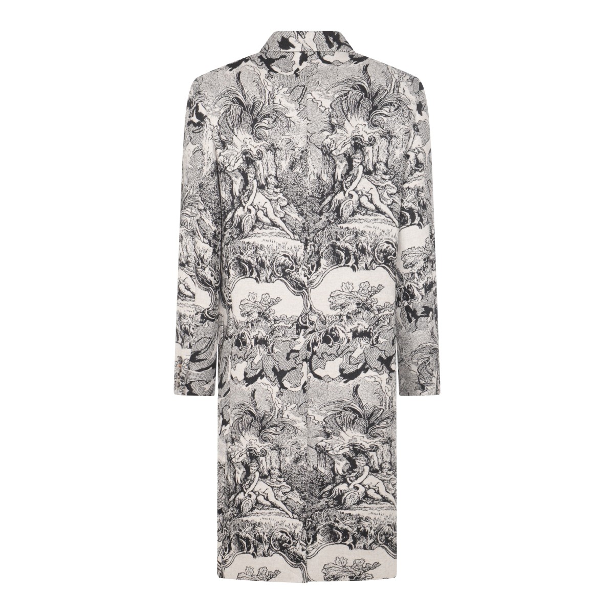 WHITE AND BLACK WOOL COAT