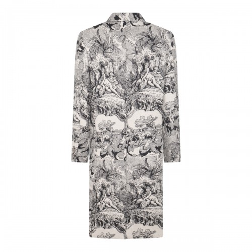 WHITE AND BLACK WOOL COAT