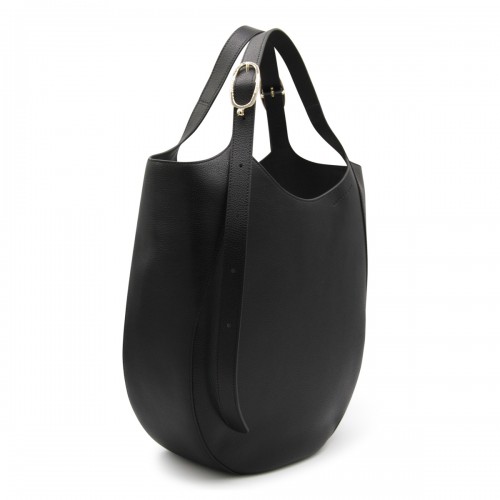BLACK LEATHER LE FOULONNE' XL SHOULDER BAG