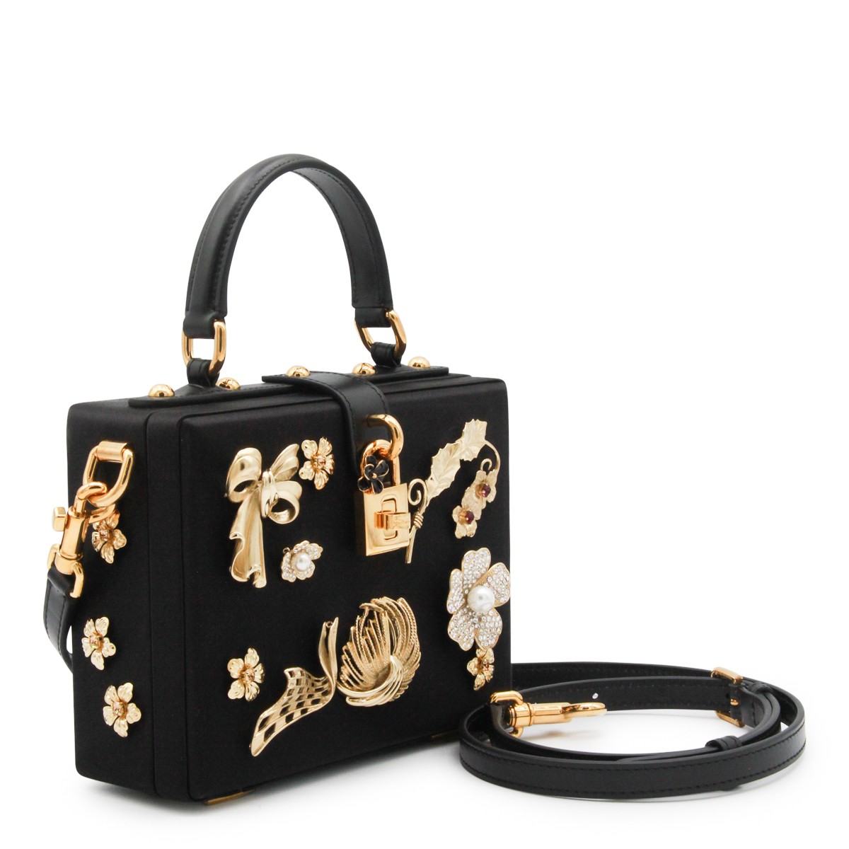 BLACK DOLCE BOX TOP HANDLE BAG