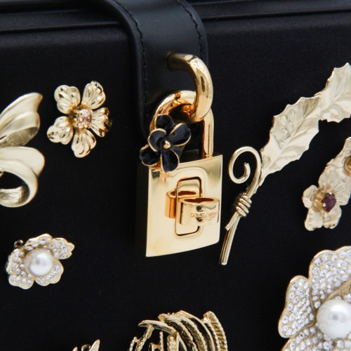 BLACK DOLCE BOX TOP HANDLE BAG