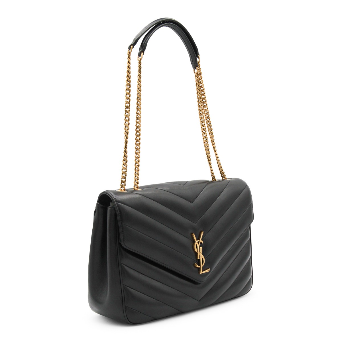 BLACK LEATHER LOULOU LARGE TOP HANDLE... BLACK LEATHER LOULOU LARGE TOP HANDLE...