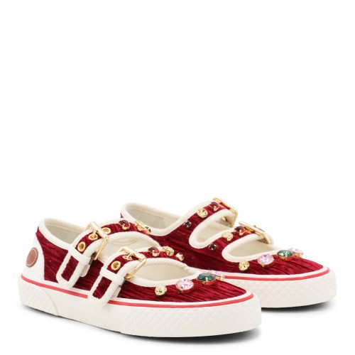 BURGUNDY AND WHITE LEATHER SNEAKERS