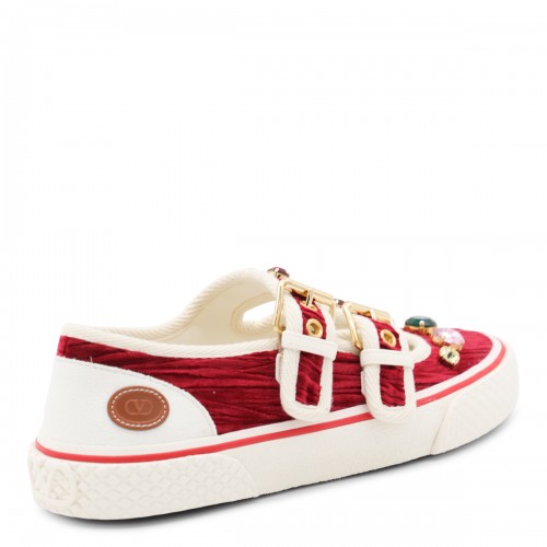 BURGUNDY AND WHITE LEATHER SNEAKERS