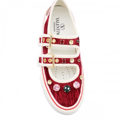BURGUNDY AND WHITE LEATHER SNEAKERS
