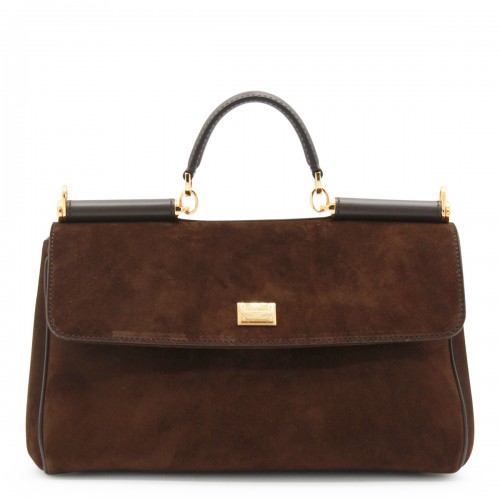 BROWN LEATHER MY SICILY TOP HANDLE BAG