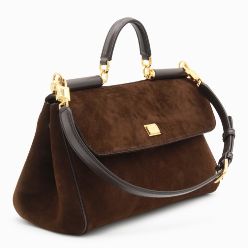 BROWN LEATHER MY SICILY TOP HANDLE BAG
