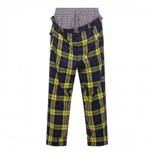 NAVY AND YELLOW WOOL PANTS