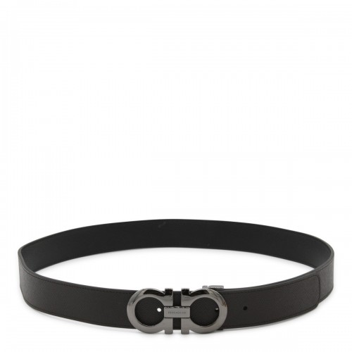 BLACK AND BROWN LEATHER BELT