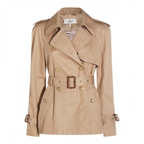 トレンチコート Chloe SS25 Cotton trench coat (CH25SMA13339 20G) Chloe' Cotton Trench Coat - Beige - Women | CH25SMA1333920G