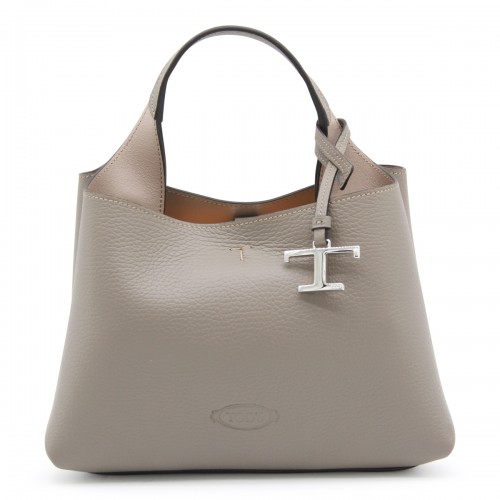 BEIGE LEATHER TOP HANDLE BAG