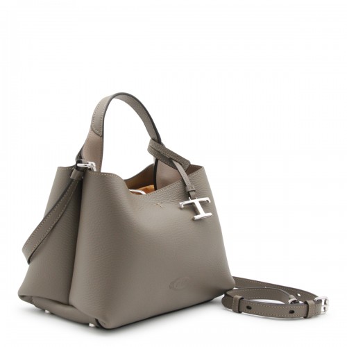 BEIGE LEATHER TOP HANDLE BAG
