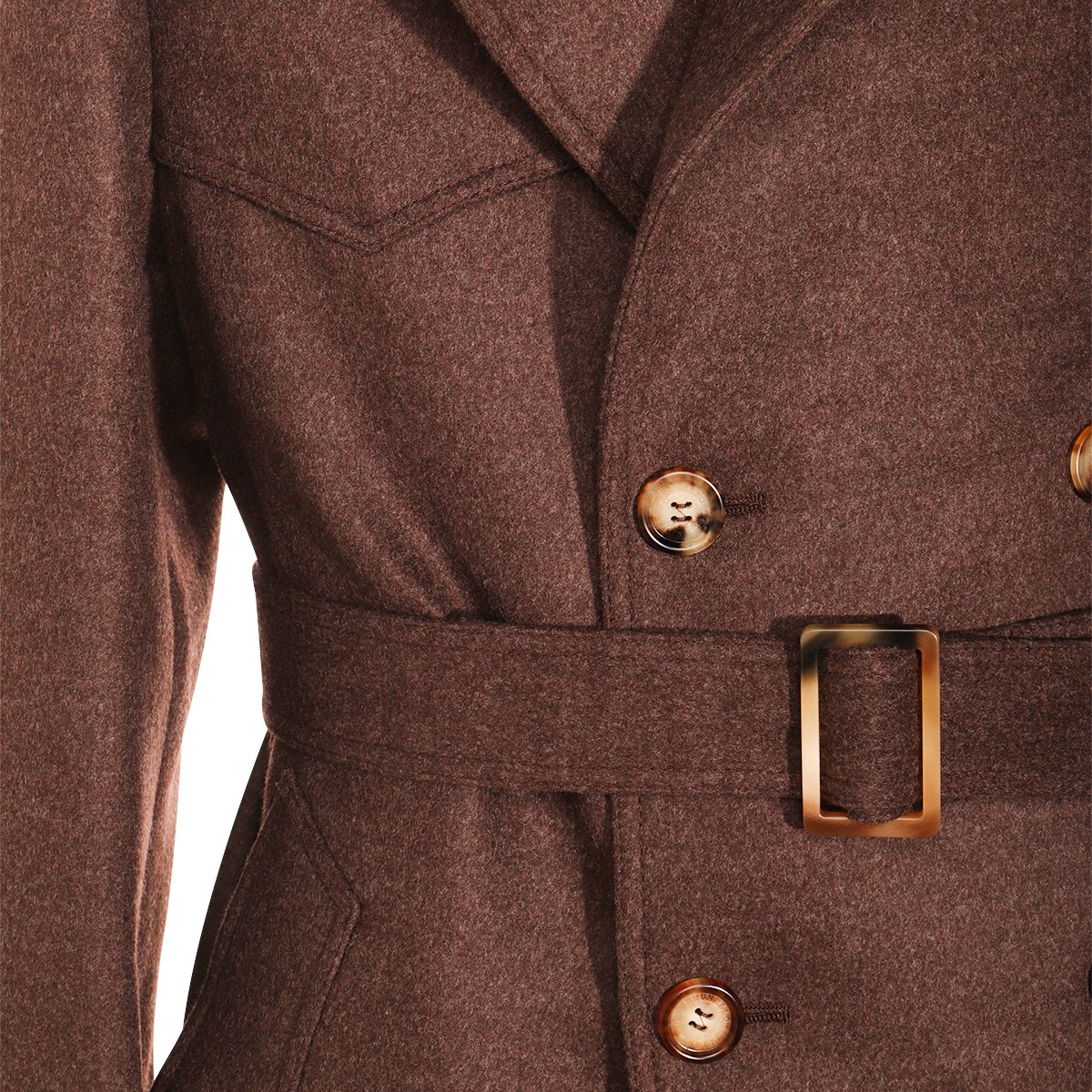 BROWN WOOL TRENCH COAT