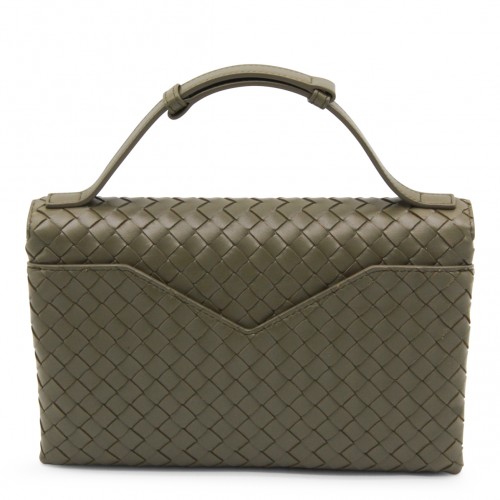 GREEN LEATHER KNOT LOCK TOP HANDLE BAG